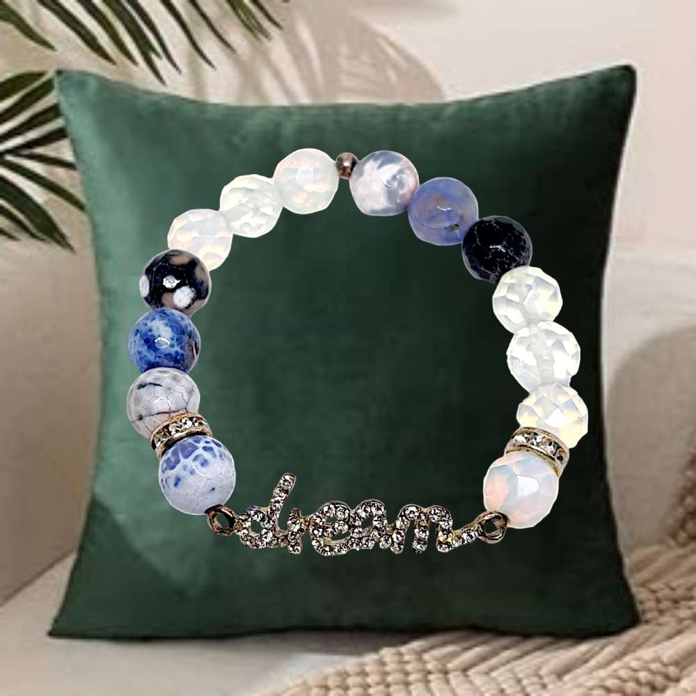 "Dream"  Glass Beads Inspirational Slip-on Bracelet